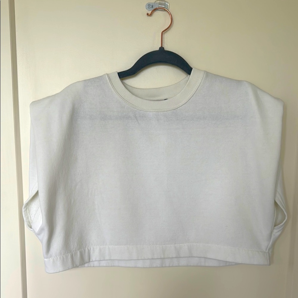 Zara Cropped White Boxy Sweatshirt